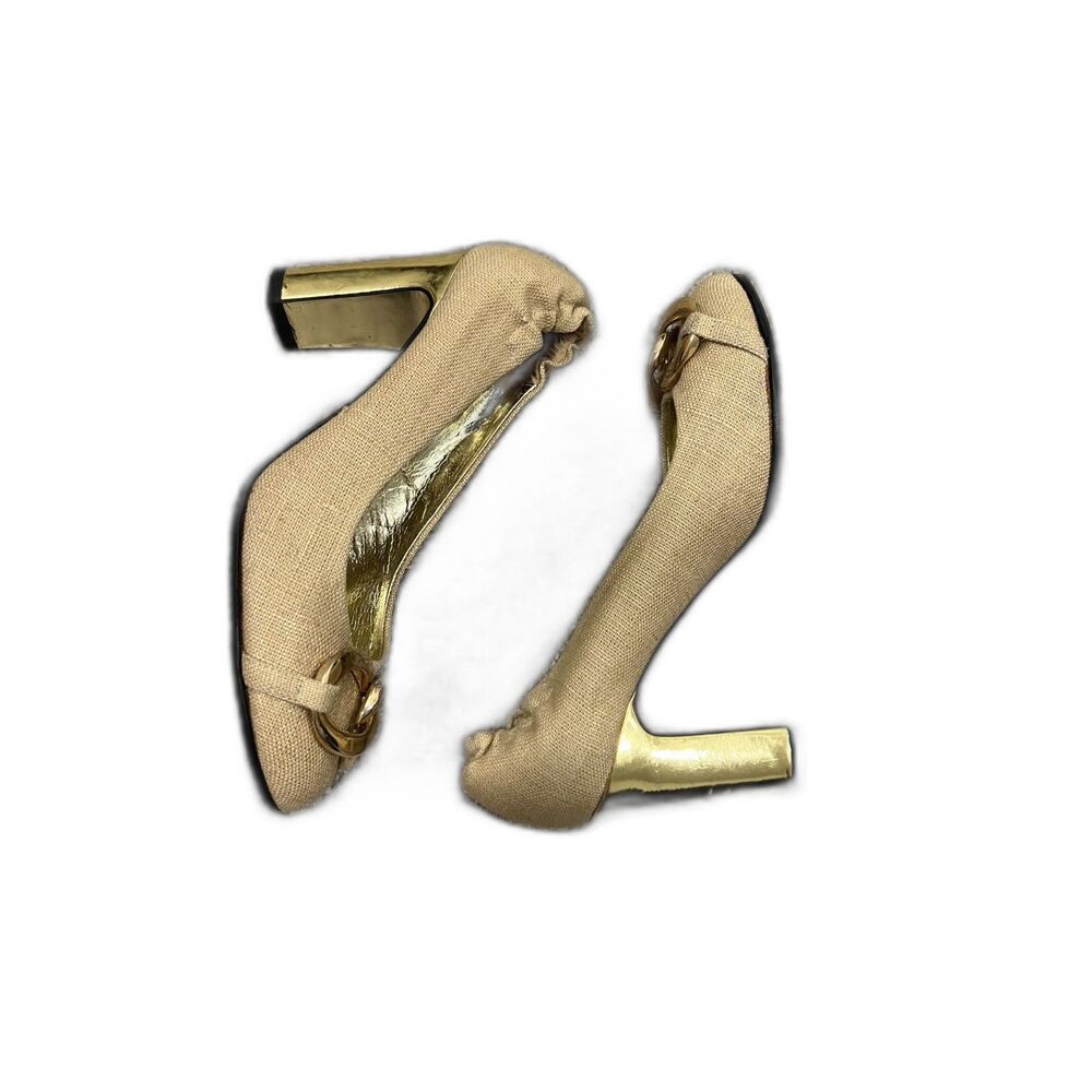 Juicy Couture Gold Heels With Top Buckle - Size 6.5